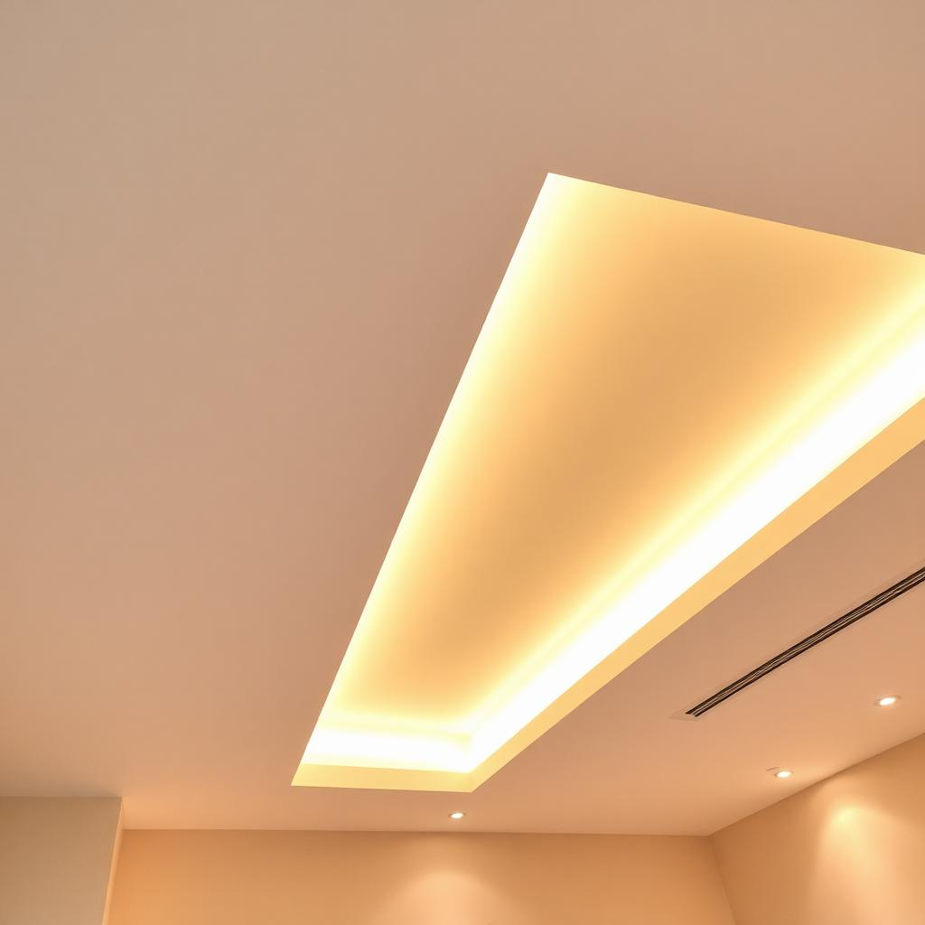 Forro de gesso rebaixado com sanca iluminada